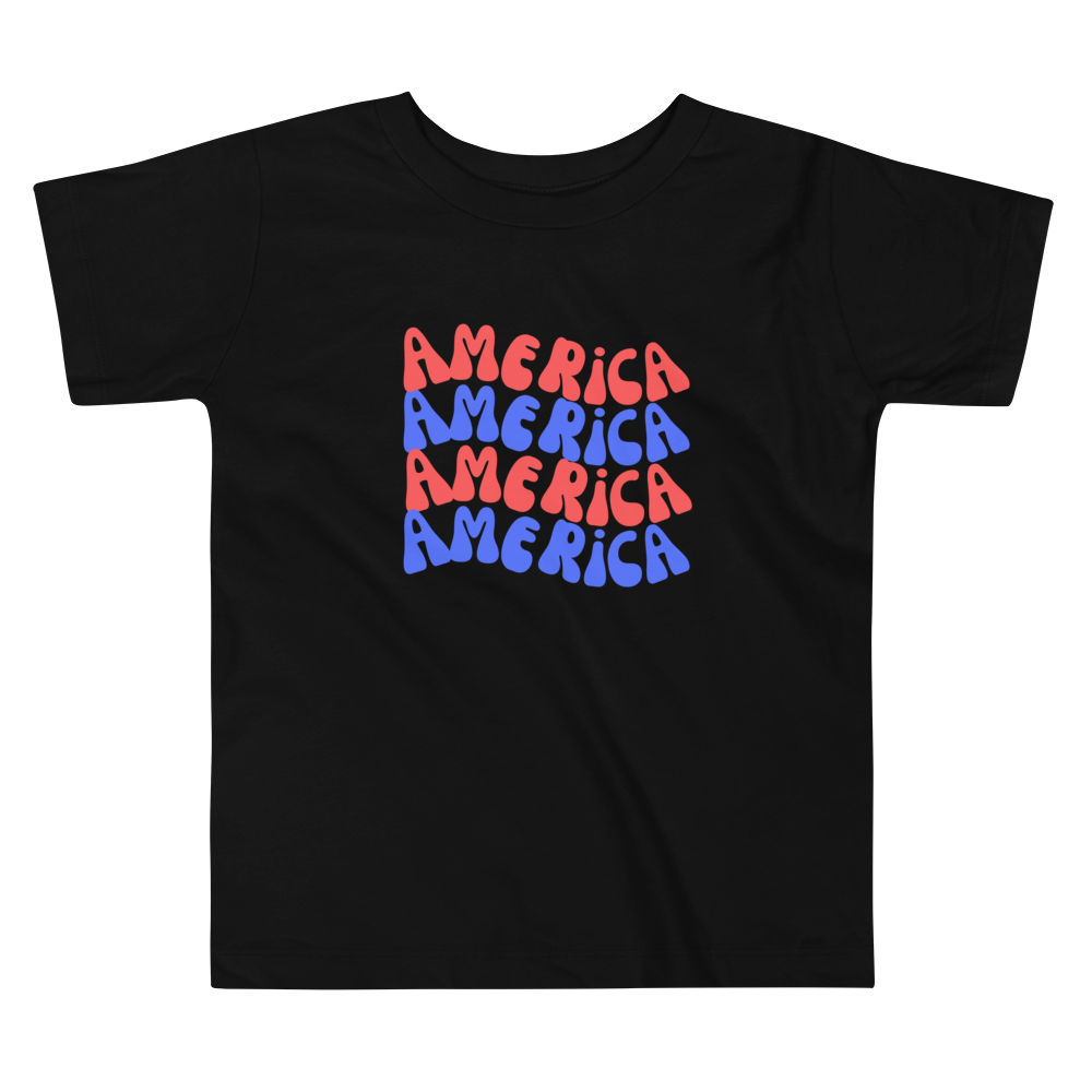 America, Fourth of July Collection, Toddler Short Sleeve Tee, 2T - 5T, 100% Cotton, Soft, Durable, Comfortable, and Stylish.