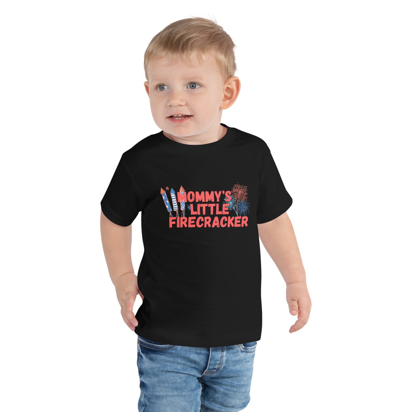 Mommy’s Little Firecracker, Fourth of July Collection, Toddler Short Sleeve Tee, 2T - 5T, 100% Cotton, Soft, Durable, Comfortable, and Stylish.