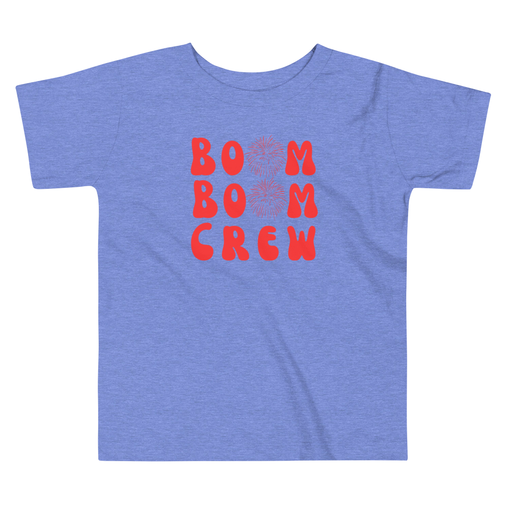 Boom Boom Crew, Fourth of July Collection, Toddler Short Sleeve Tee, 2T - 5T, 100% Cotton, Soft, Durable, Comfortable, and Stylish.