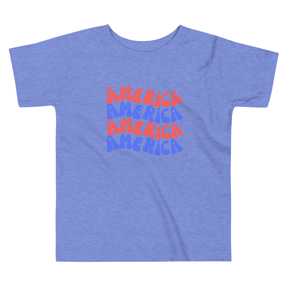 America, Fourth of July Collection, Toddler Short Sleeve Tee, 2T - 5T, 100% Cotton, Soft, Durable, Comfortable, and Stylish.