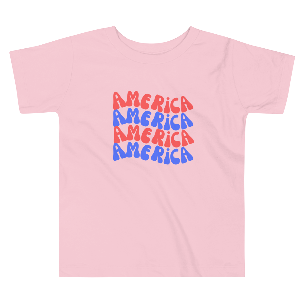 America, Fourth of July Collection, Toddler Short Sleeve Tee, 2T - 5T, 100% Cotton, Soft, Durable, Comfortable, and Stylish.