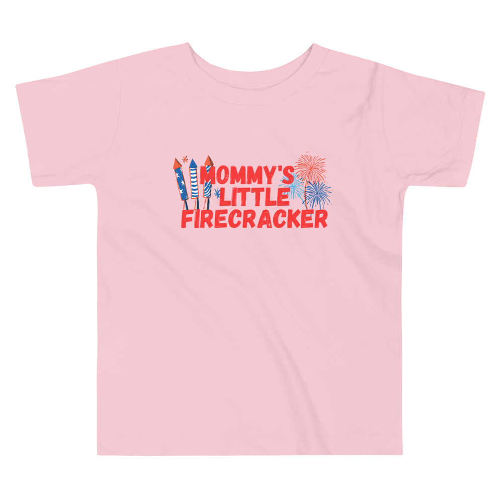 Mommy’s Little Firecracker, Fourth of July Collection, Toddler Short Sleeve Tee, 2T - 5T, 100% Cotton, Soft, Durable, Comfortable, and Stylish.