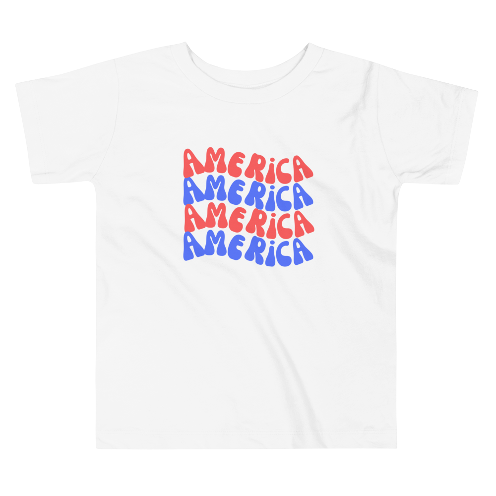 America, Fourth of July Collection, Toddler Short Sleeve Tee, 2T - 5T, 100% Cotton, Soft, Durable, Comfortable, and Stylish.