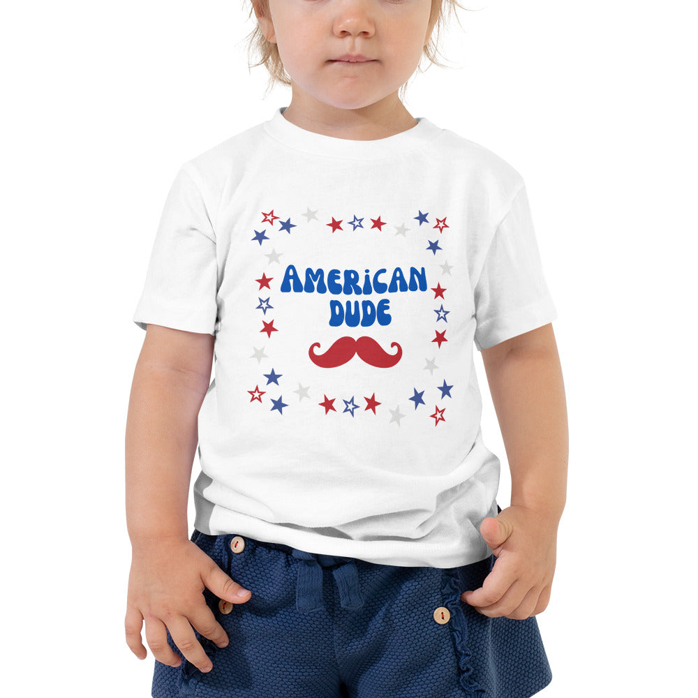 American Dude #2, Fourth of July Collection, Toddler Short Sleeve Tee, 2T - 5T, 100% Cotton, Soft, Durable, Comfortable, and Stylish.