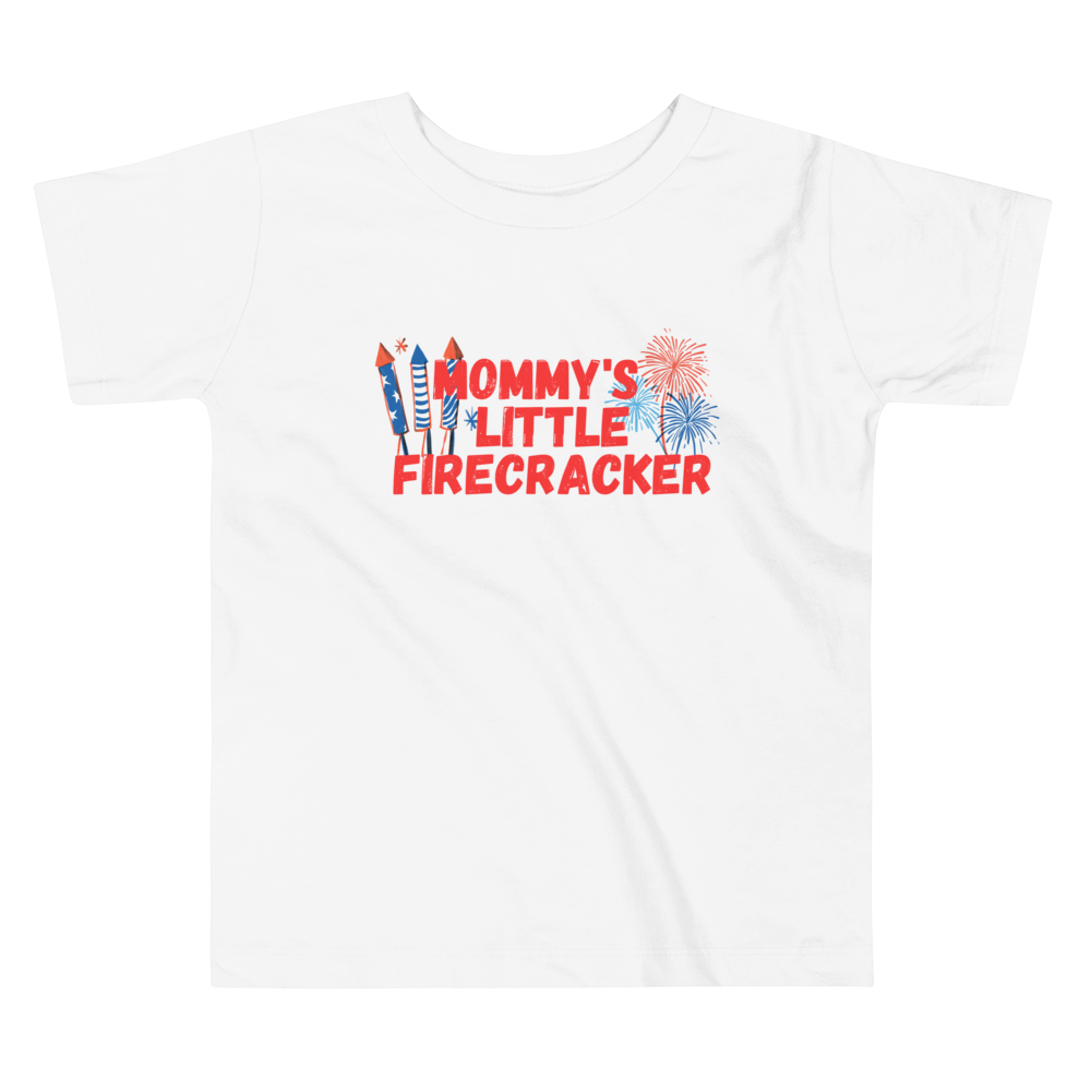Mommy’s Little Firecracker, Fourth of July Collection, Toddler Short Sleeve Tee, 2T - 5T, 100% Cotton, Soft, Durable, Comfortable, and Stylish.