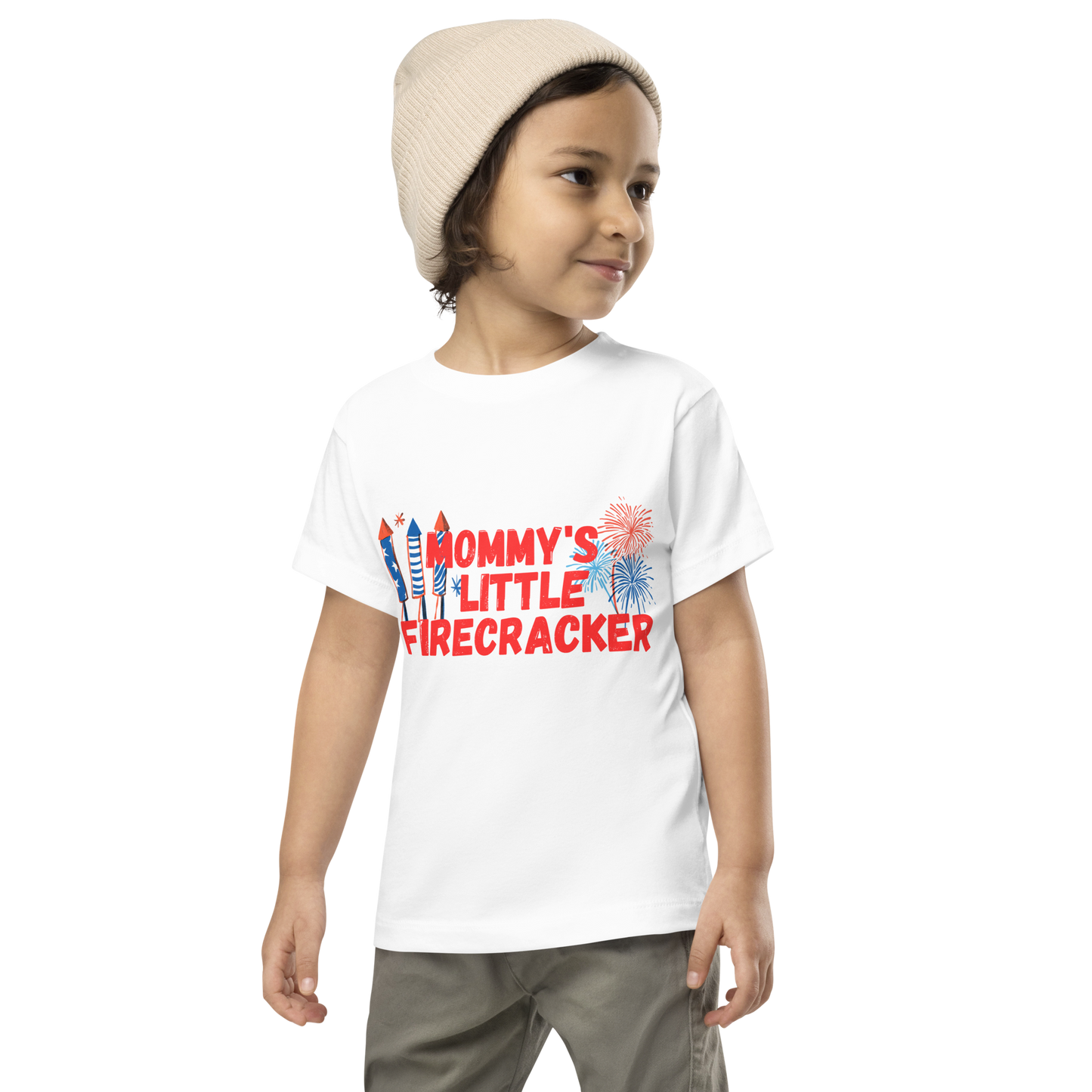 Mommy’s Little Firecracker, Fourth of July Collection, Toddler Short Sleeve Tee, 2T - 5T, 100% Cotton, Soft, Durable, Comfortable, and Stylish.