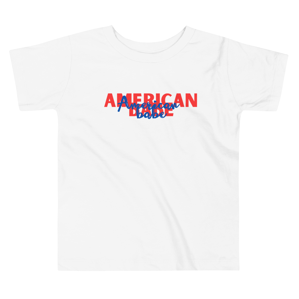 America Babe, Fourth of July Collection, Toddler Short Sleeve Tee, 2T - 5T, 100% Cotton, Soft, Durable, Comfortable, and Stylish.