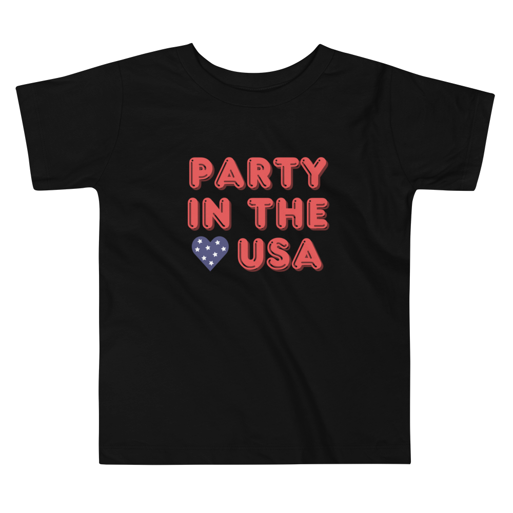 Party in the USA, Fourth of July Collection, Toddler Short Sleeve Tee, 2T - 5T, 100% Cotton, Soft, Durable, Comfortable, and Stylish.