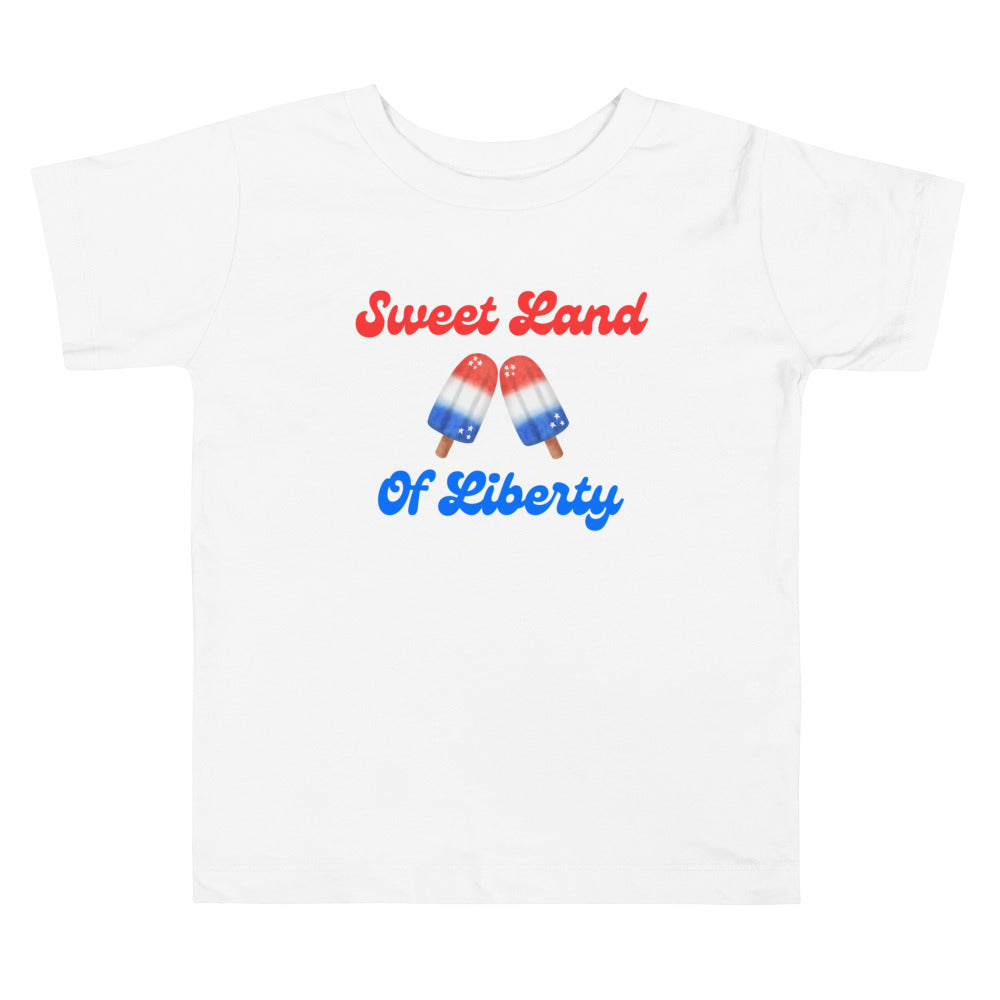 Sweet Land of Liberty, Fourth of July Collection, Toddler Short Sleeve Tee, 2T - 5T, 100% Cotton, Soft, Durable, Comfortable, and Stylish.