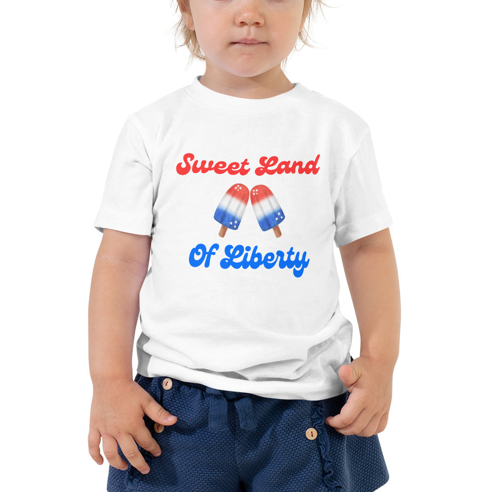 Sweet Land of Liberty, Fourth of July Collection, Toddler Short Sleeve Tee, 2T - 5T, 100% Cotton, Soft, Durable, Comfortable, and Stylish.