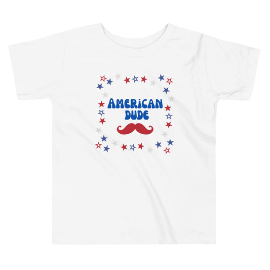 American Dude #2, Fourth of July Collection, Toddler Short Sleeve Tee, 2T - 5T, 100% Cotton, Soft, Durable, Comfortable, and Stylish.