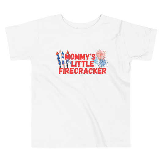 Mommy’s Little Firecracker, Fourth of July Collection, Toddler Short Sleeve Tee, 2T - 5T, 100% Cotton, Soft, Durable, Comfortable, and Stylish.